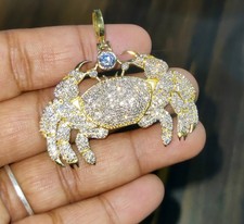 2Ct Lab Created Diamond Crab Cancer Zodiac Sign Pendant 14K Yellow Gold Plated