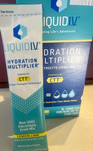 Liquid IV Hydration Multiplier Electrolyte Drink Mix 10 Lemon Lime Sticks-Sealed - Picture 4 of 6