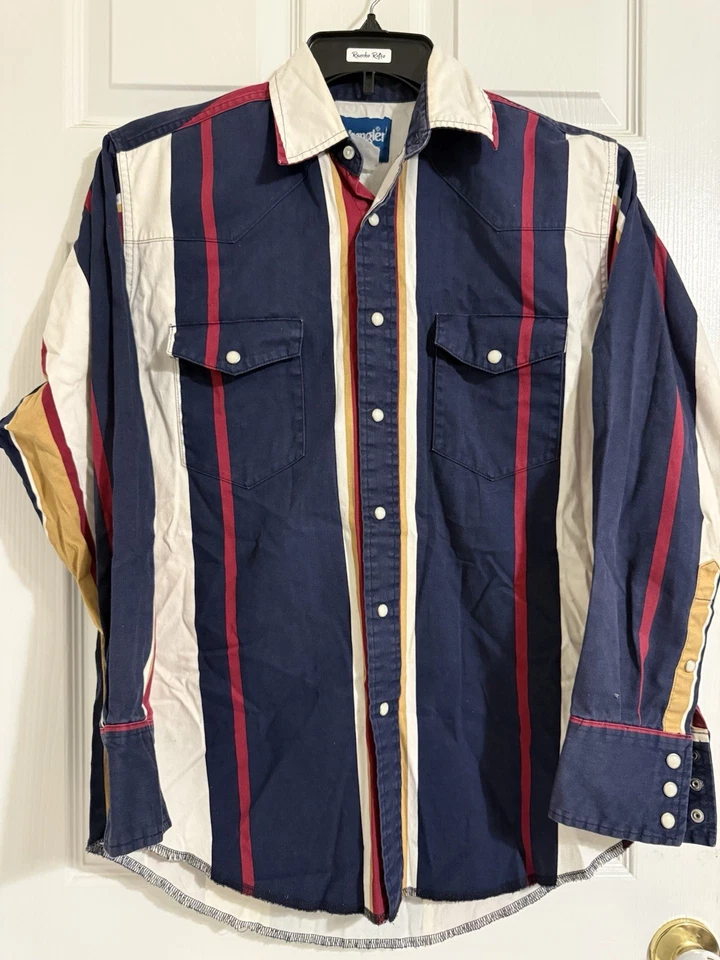 Wrangler Brushpopper Western Vintage Shirt Medium - Image 2 of 4