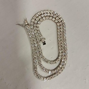 Used-4mm-24in Real VVS1 D Moissanite Tennis Chain 925 Silver Pass Diamnd Tester