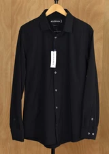 NWT Mizzen + Main Leeward Performance Dress Shirt XL Trim Fit Black Made in USA
