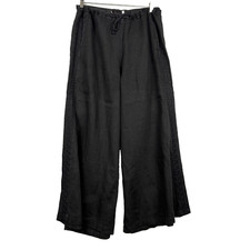 Johnny Was Ekstra WideLeg Pants Sz M Black Linen Embroidered Boho Flowy Gypsy