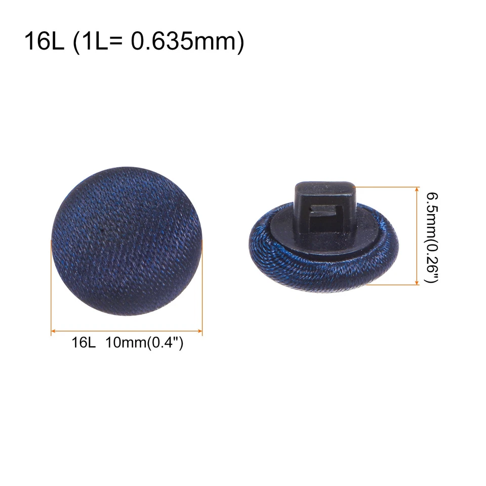 10pcs Fabric Cloth Covered Button 10mm Round Sewing Buttons Bright Navy Blue - Image 2 of 4