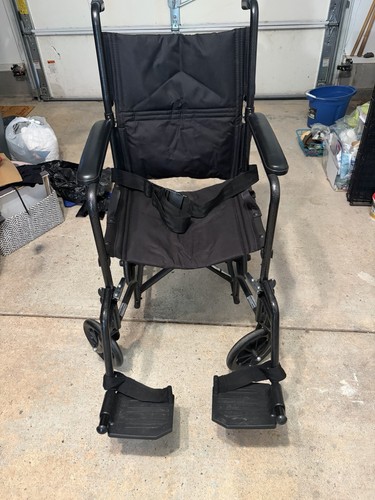 Drive TR39E-SV Transport Wheelchair, Black, Foldable Detachable Footrests, 250lb