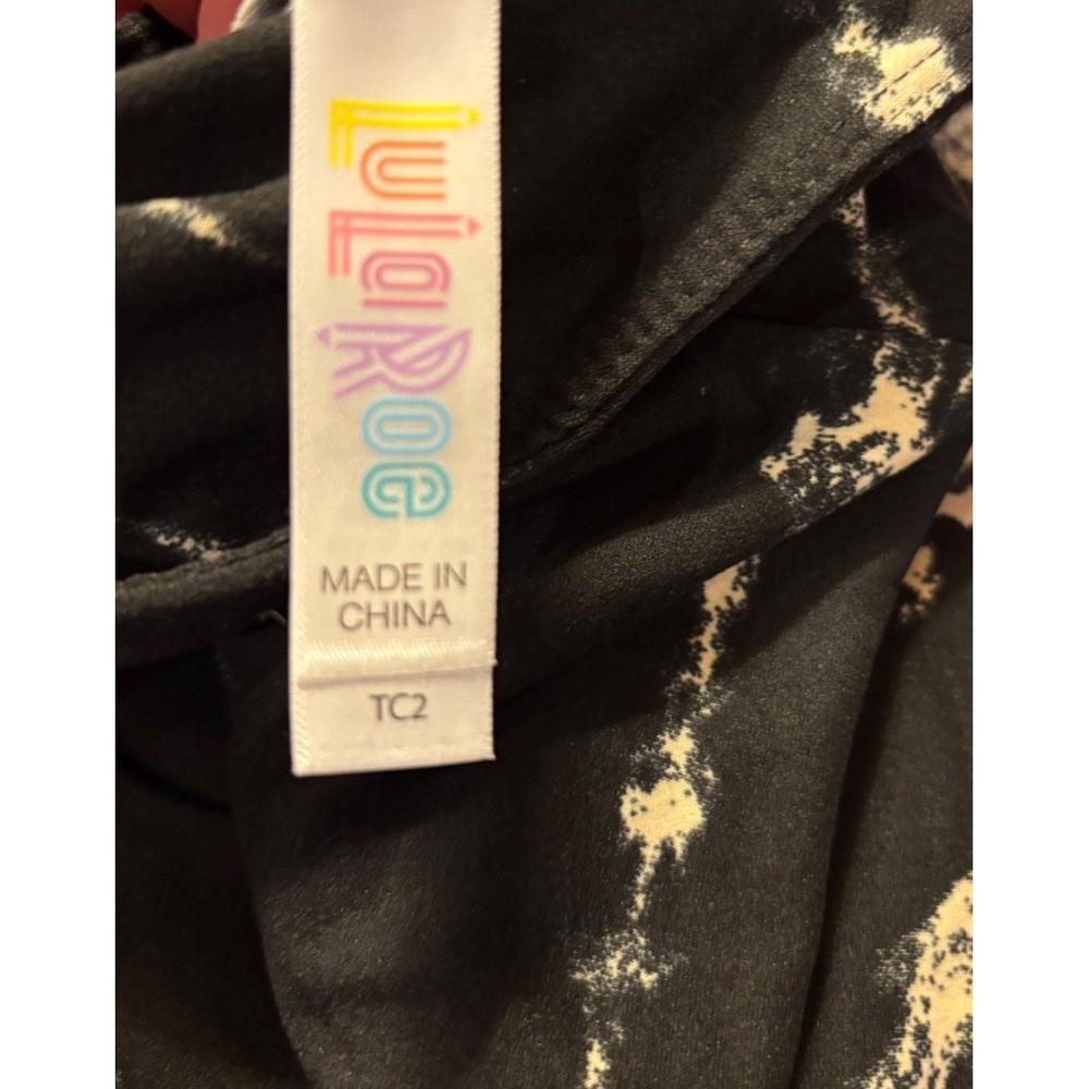 LuLaRoe Womens Leggings Black Off White Bursts Tie Dye Plus 18+ TC2 NWT thumbnail 2