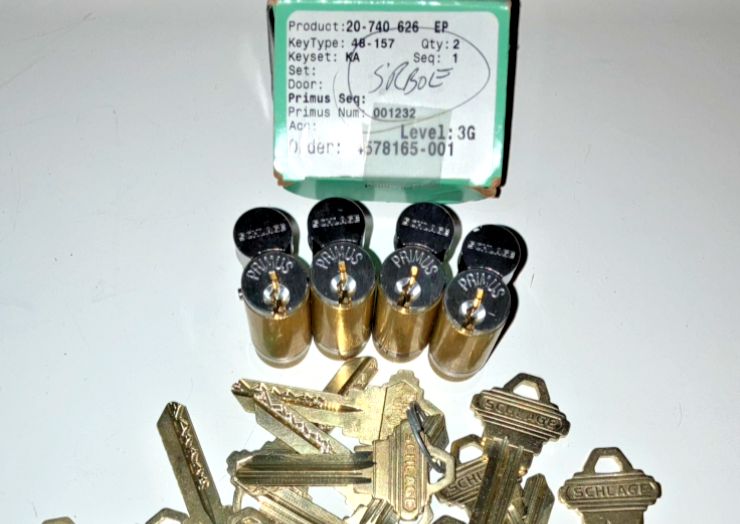 Schlage PRIMUS 20-740 626 EP Cylinders LOT OF 4 Cylinders w 8