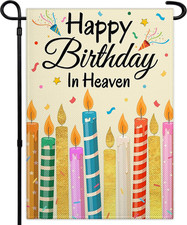 Heavenly Birthday Memorial Garden Flag 12x18 Inch Double-Sided Decor