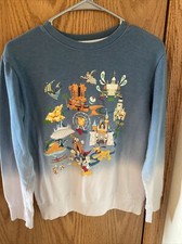Disney Disneyland Park Blue and White Crewneck Sweatshirt Kids Size XL