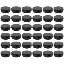 Black Tin Containers 36 Pack 2oz Aluminum Round Metal Screw Lid Balm Salve