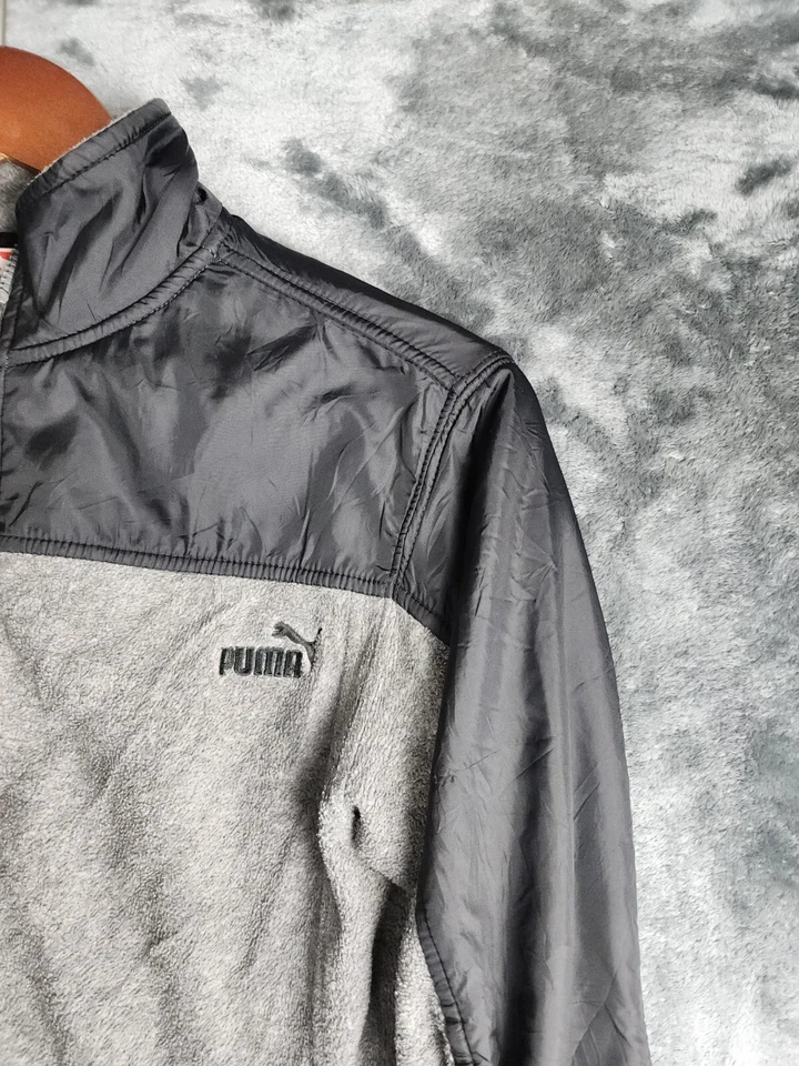 Puma Sports Denali Fleece Full Zip Jacket Boy's Size Large 16-18 Gray/ Black - Image 3 of 4