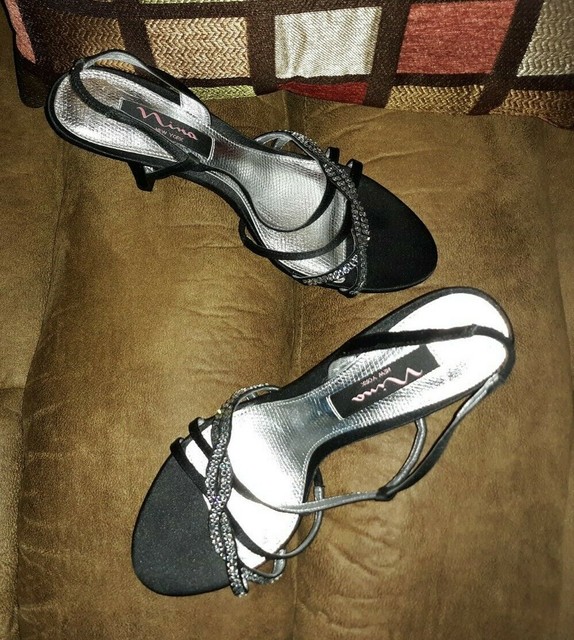 NINA strappy black heeled sandals BLING sz. 7 | eBay