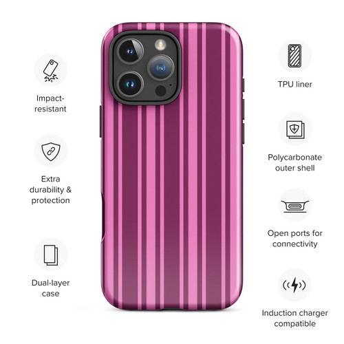Pink Stripe Phone Case Suitable for iPhone 11 12 13 14 15 16 Pro Max Mini - 第 3/6 張圖片