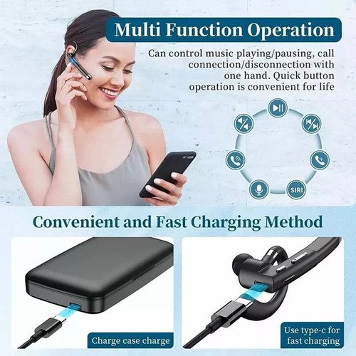 2024 Trucker Wireless Mic Ear Hook Bluetooth Noise Cancelling Headset Earpiece - Photo 9 sur 26