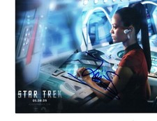 Zoe Saldana Star Trek Uhura Signed 8"x10" Autograph Photo