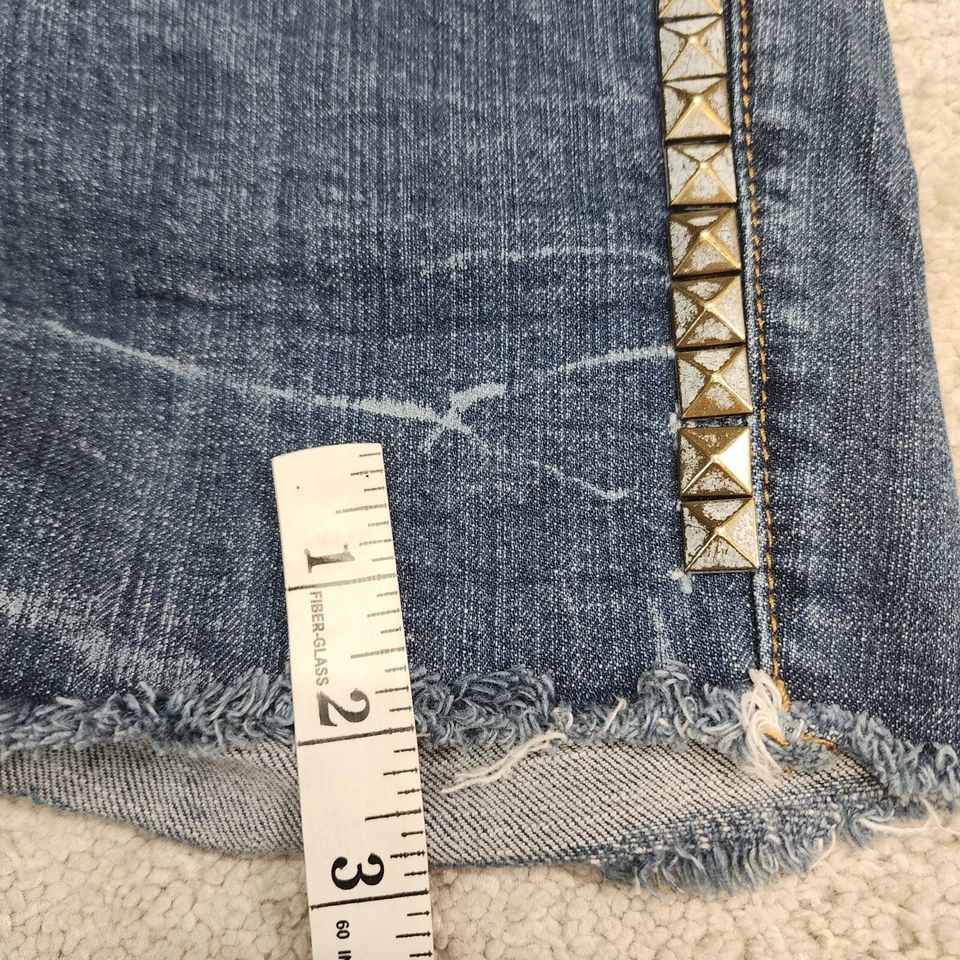 Pantalones Cortos de Jean Free People Tachonados Deshilachados Azul Talla 25 Foto 4 de 4