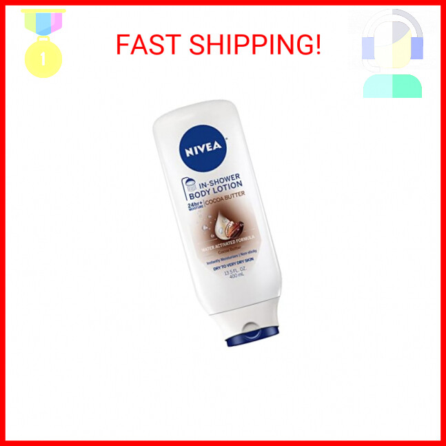 NIVEA Cocoa Butter In Shower Body Lotion for Dry Skin 13.5 Fl Oz