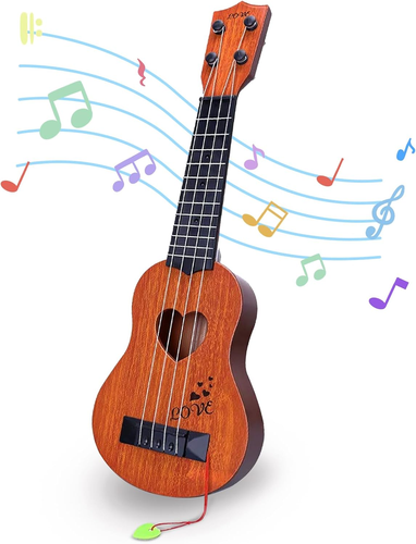 Kids Guitar Musical Toy Ukulele Classical Instrument(Brown), Wooden Play Guitar - Picture 8 of 12
