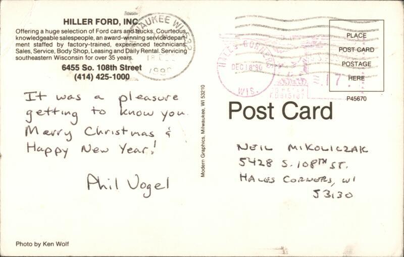 Milwaukee,WI Hiller Ford,Inc. 1990 Dealership Wisconsin Ken Wolf Chrome