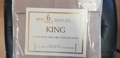 Fairfield Square Collection 6 Piece Sheet Set King NEW