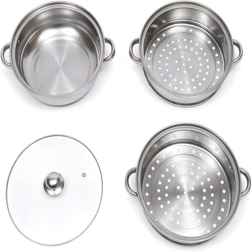 Vaporiera in acciaio inox 3 strati pentola a vapore induzione vaporiera - Foto 12 di 12