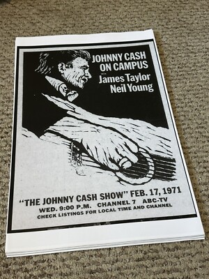 Johnny Cash James Taylor Neil Young 1971 Poster 11 x 17 (320)