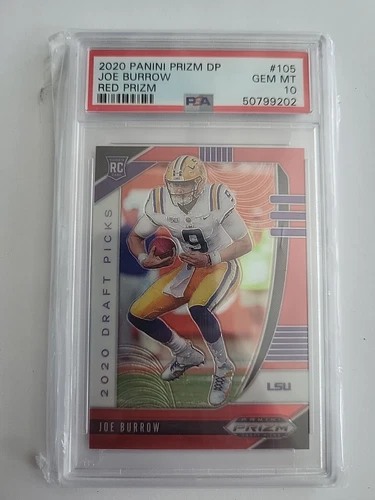 🔥  JOE BURROW 2020 Panini Prizm Draft Picks #105 Rookie Red Prizm PSA 10 🔥 