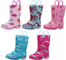 Norty Toddler Little Big Kids Girls Waterproof PVC Rain Boots SEE VIDEO