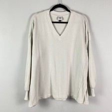 Cabi Kayak Pullover Sweater 6118 White Size Large V Neck Relaxed Fit