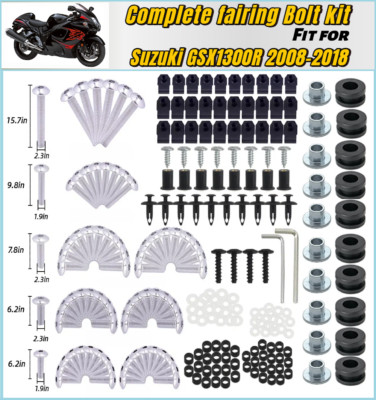 Complete Stainless Screws Silver Fairing Bolt Kit for Suzuki 2008-2018 GSX1300R