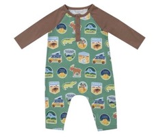 NWT Angel Dear raglan romper national park stickers 6-12 mo