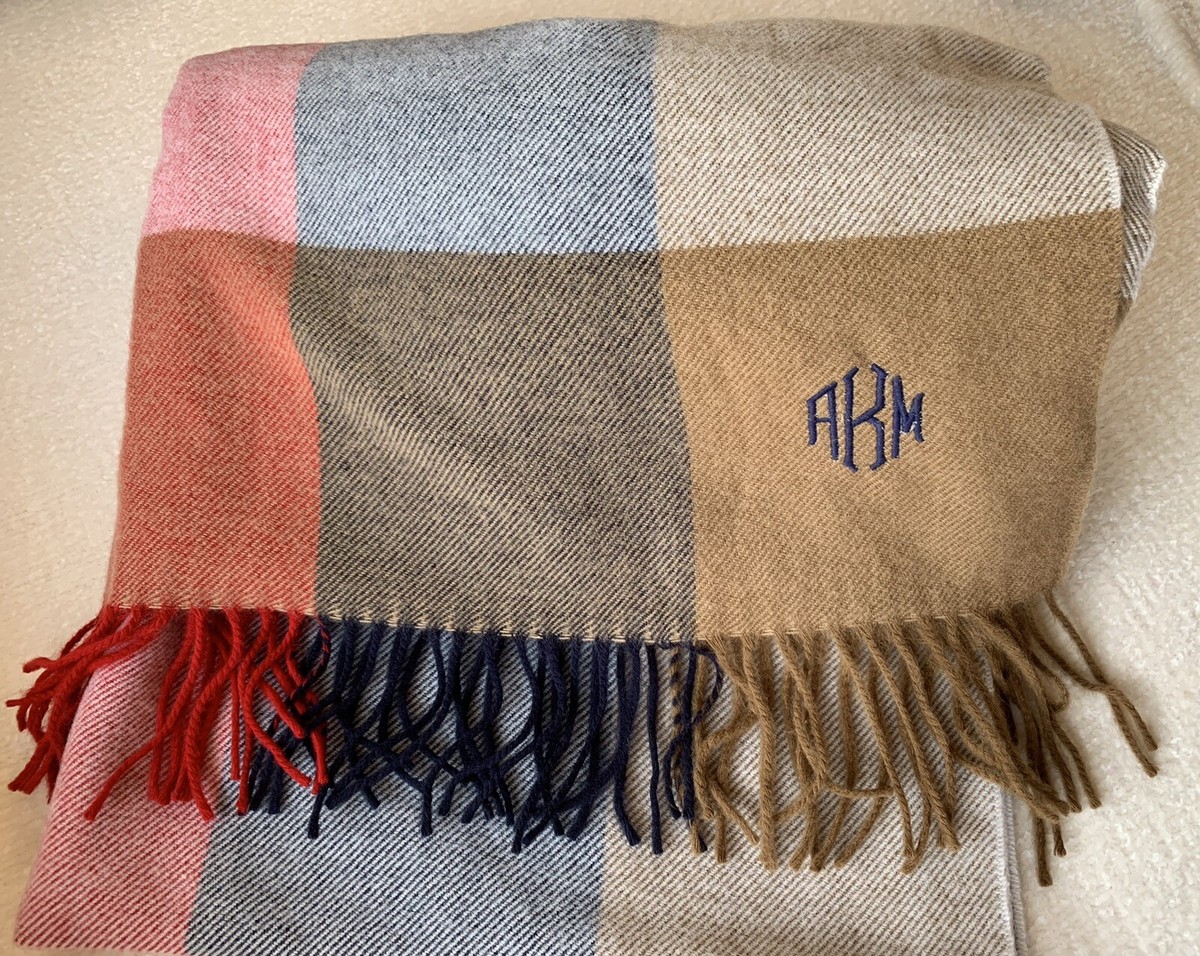 Mark Graham Italian Colorblock Blanket Scarf, Monogram “AKM