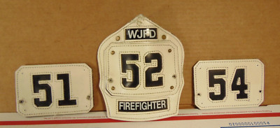 WHITE PAUL CONWAY FIRE HELMET FRONT SHIELD 3 PCS WJFD FIREFIGHTER L@@K