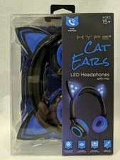 HYPE Cat Ears LED Lights Headphones with Mic BLUE NEW SEALED AUX compatible