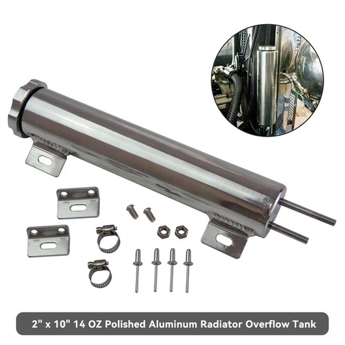 Universal 14 Ounces 2x10 inch Polished Aluminum Overflow Tank Catch Can - Picture 2 of 9
