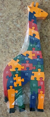 Kids Jigsaw Puzzle Bits & Pieces Wood Alphabet Giraffe ABC's 123s