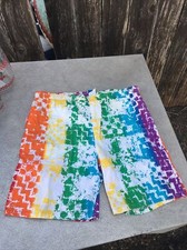 VINTAGE 90s OP Ocean Pacific Swim Trunks size XLARGE Sun Wash Faded Neon Unique