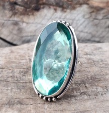 Blue Topaz Ring 925 Solid Sterling Silver Handmade Beautiful Jewelry MO434