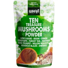 Wixar Mushroom Powder - Ten Treasure Mushrooms Extract Supplement Blend for C...