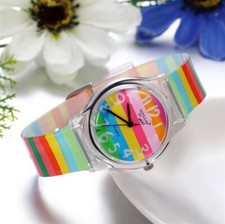 Ladies Fashion Watch Rainbow Color Quartz, Elegant Trendy
