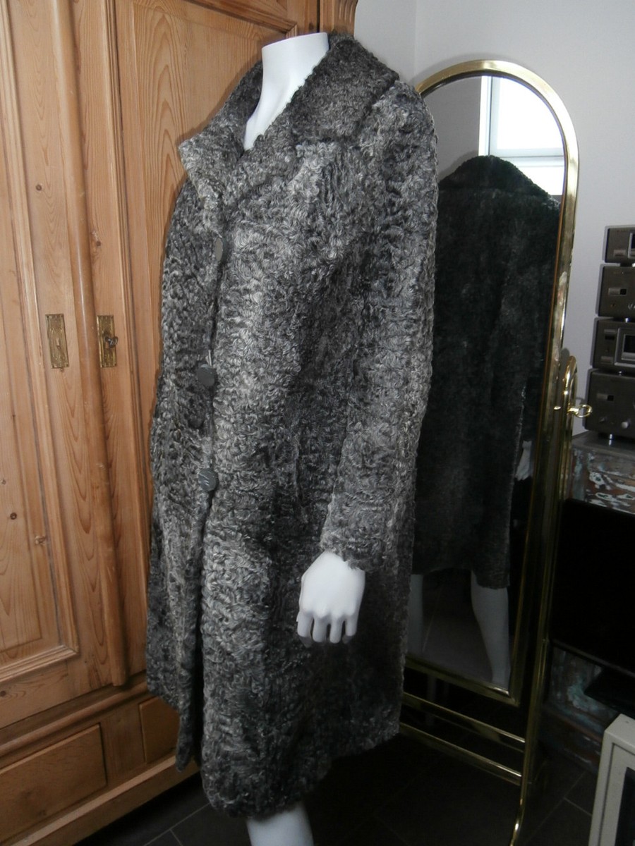 EXCLUSIVER VINTAGE Breitschwanz Persianer Mantel GRAU GR L - Main Image
