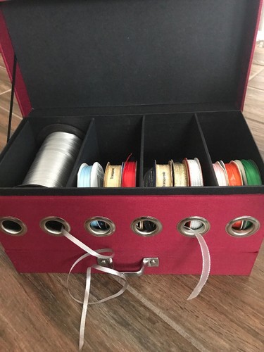 Red Ribbon Chest LARGE Storage Box With Full  Drawer & Ribbons