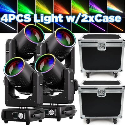 4stk 350W Moving Head LED RGBW DMX Strahl Mit Case 15Gobos 48 Prismen Party DJ