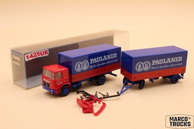 Herpa MAN F8 Getränkekofferhängerzug  Paulaner'' 1:87 /H24882
