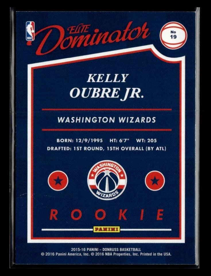 2015-16 Donruss #19 Kelly Oubre Jr. Elite Dominator Rookies #/999 - Image 2 of 2