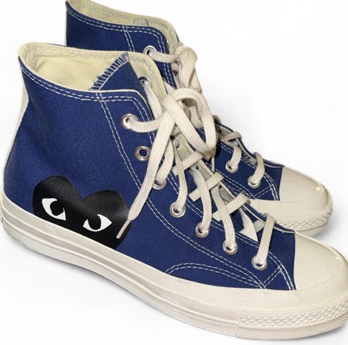 Converse Chuck 70 Comme Des Garcons Play High Top Blue Canvas Sneakers Heart