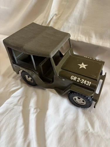 Vintage Tonka Toy 1960s Pressed Steel Green Army JEEP Military GR2-2431