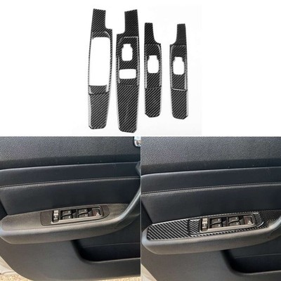 Fit For Hummer H3 06-10 Vinyl Carbon Fiber Inner Window Lifting Lock Panel Trim