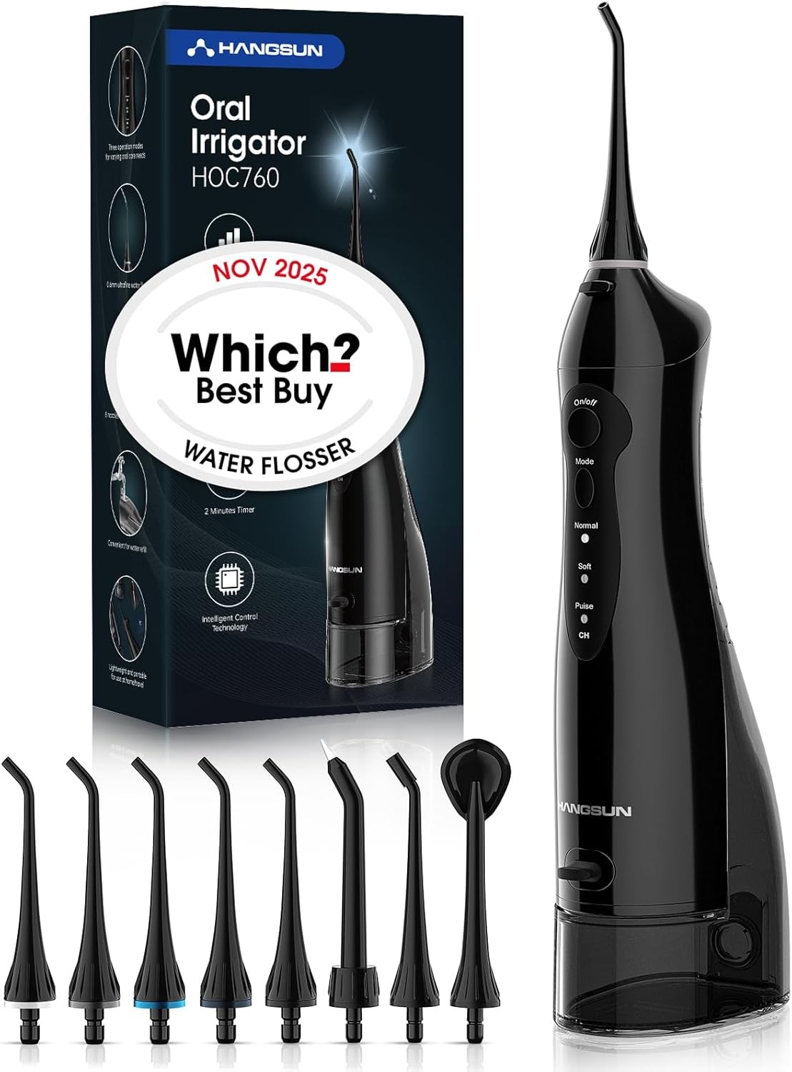 Hangsun Water Flosser for Teeth Cordless Oral Irrigator Dental Blackone