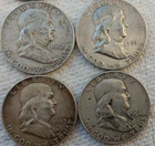 FRANKLIN HALF DOLLAR LOT 1950 1952 1953 1954