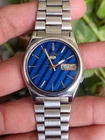 RARE Vintage Seiko 5 Automatic Blue Diagonal Stripe Dial 7019-8180 Wat